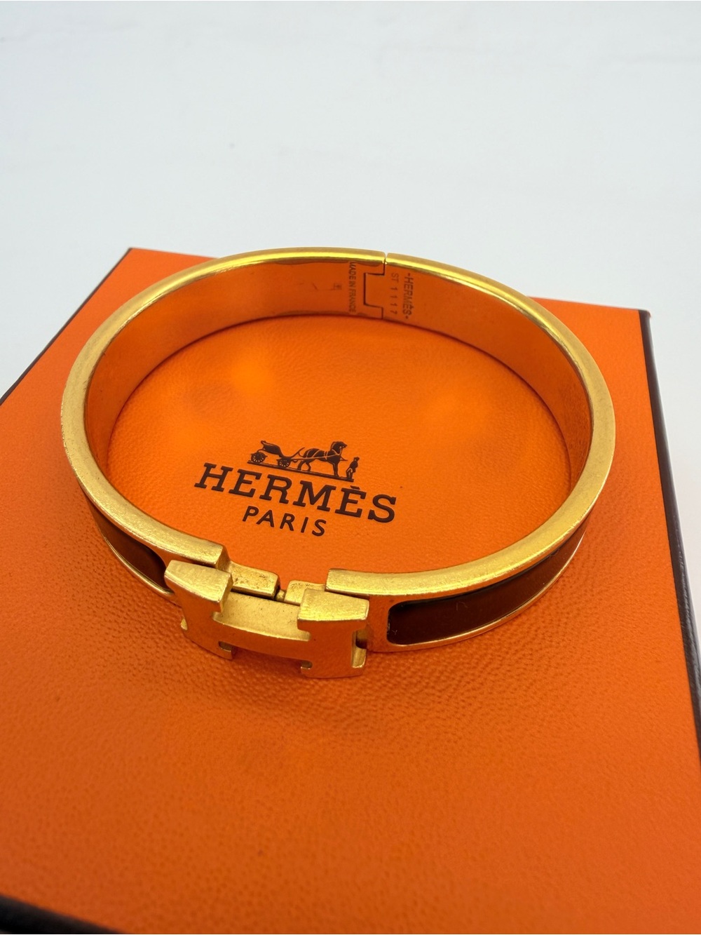Hermes Enamel Narrow Clic Clac H Bracelet PM Black - Picture 2 of 9